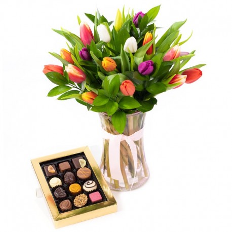 Tulip vase with chocolates